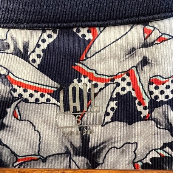 TAIL Golf Blue Floral Print Mock Neck Sleeveless Top Small - Picture 6 of 9